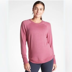 Athleta Womens Sweatshirt Top Size L Mauve Pink Long Sleeve Pullover Top